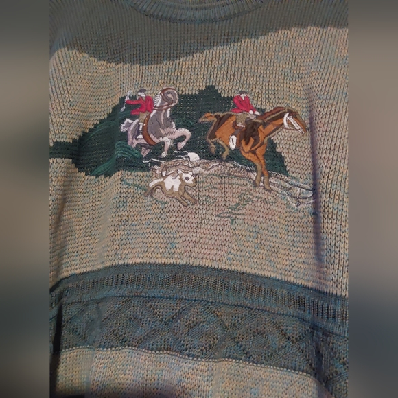 GERARD PASQUIER PARIS Sweater, Men's Medium Green Hunting Sweater - Picture 4 of 4